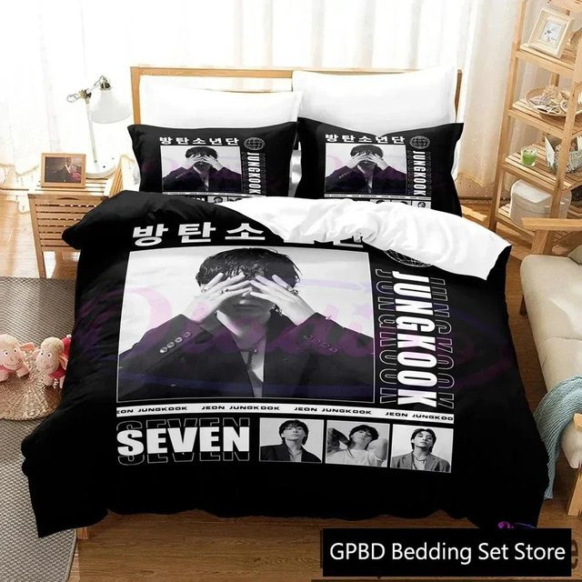 Kpop Jeon Jung Kook Album Bettwäsche-Set aus Mikrofaser, 3-teilig mit 1 Bettbezug und 2 Kissenbezügen, Breite: 70 cm, Länge: 133 cm - Bild 1