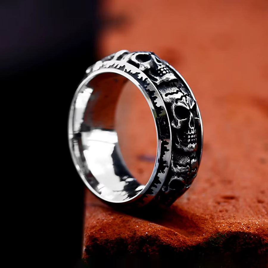 NORTHMAN Ring, Edelstahl, Silber, Schädel, Unisex - Bild 3