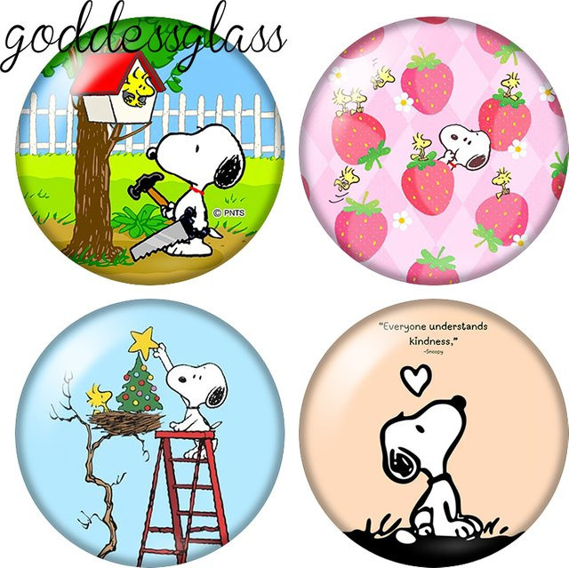 MINISO Glas-Cabochons, Snoopy, 12 mm/18 mm/20 mm, Unisex - Bild 1