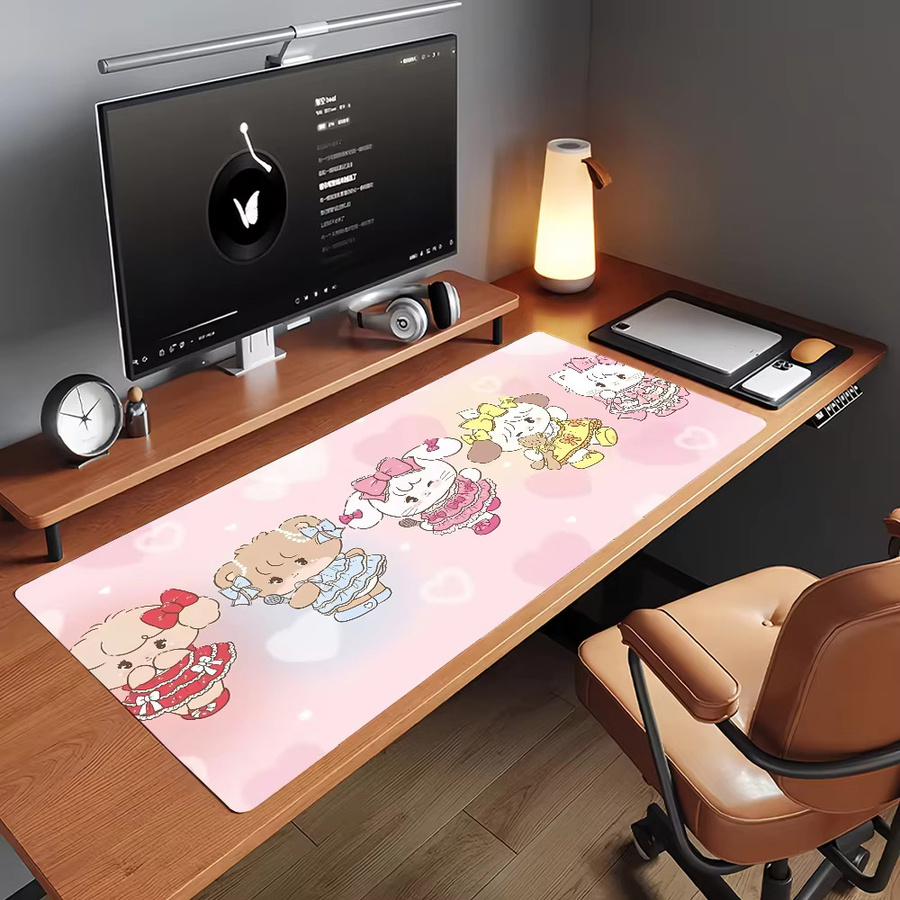 M-Mikko Katzen Mauspad in Pink, rutschfeste Schreibtischunterlage aus Gummi für PC und Laptop, Gamer-Dekoration - Bild 5