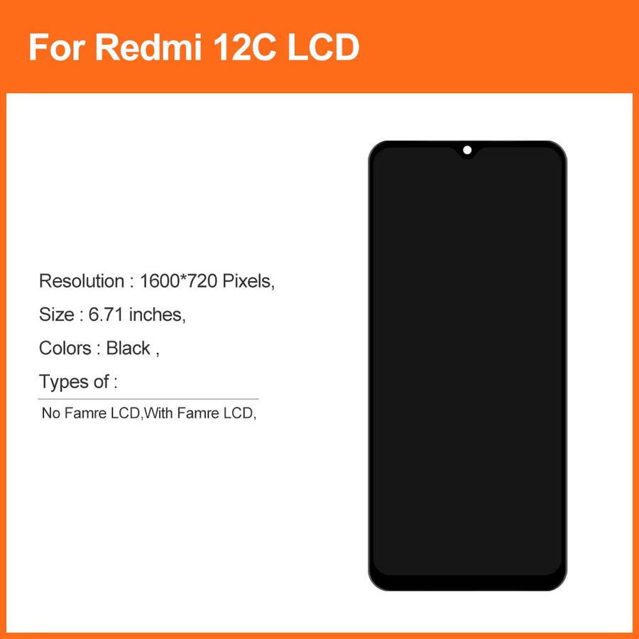 Xiaomi Redmi 12C LCD Display Touchscreen Digitizer Montage mit Rahmen in Schwarz, 6,71 Zoll - Bild 2