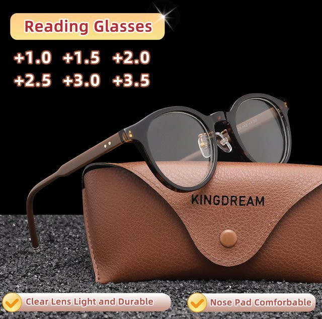 KINGDREAM Lesebrille, Rund, Vollrand, Kunststoff, Unisex, transparent, brown - Bild 1