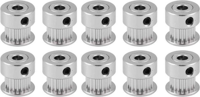 AOKIN GT2 Zahnriemenscheibe aus Aluminium mit 20 Zähnen und 5 mm Bohrung für 6 mm Riemen, 10 Stück, Silber - Bild 1