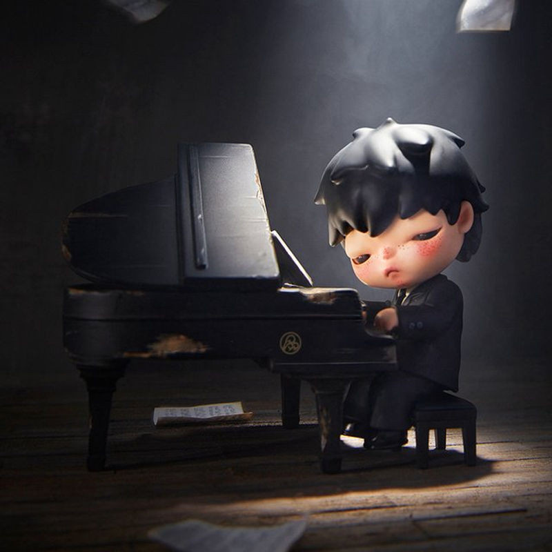 POP MART Hirono The Pianist Figure Limited Edition in Schwarz - Bild 1