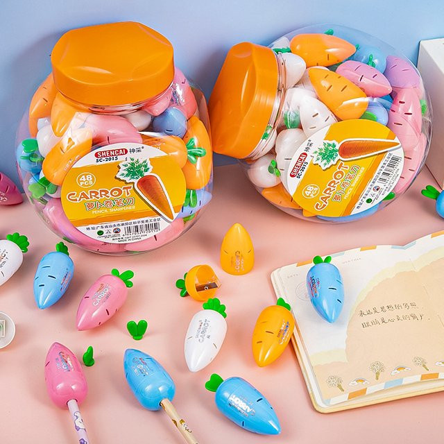 Niedriger Cartoon-Karotten-Anspitzer in Orange aus Kunststoff für Kinder und Schüler - Bild 1