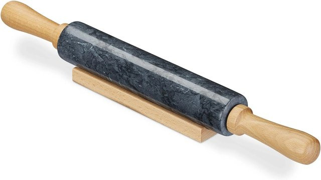 Relaxdays Nudelholz aus Marmor in Schwarz, Durchmesser: 5 cm, Länge: 48 cm - Bild 1
