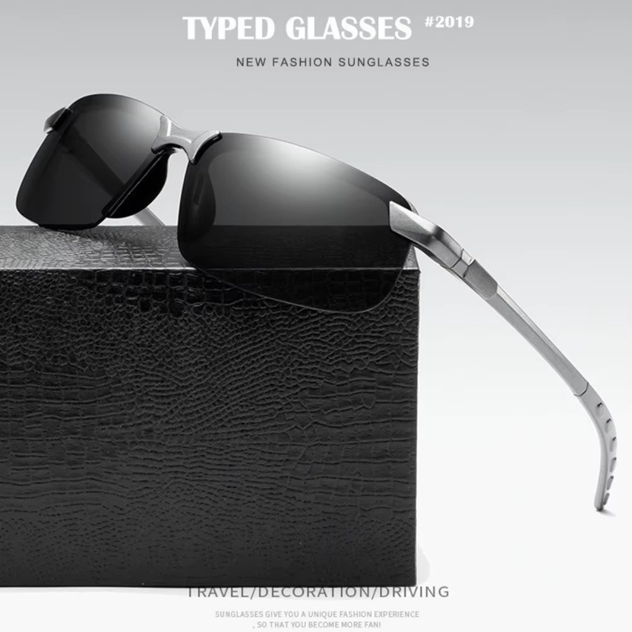 Sonnenbrille für Herren, rectangular, schwarz, polarisiert, photochrom - Bild 3