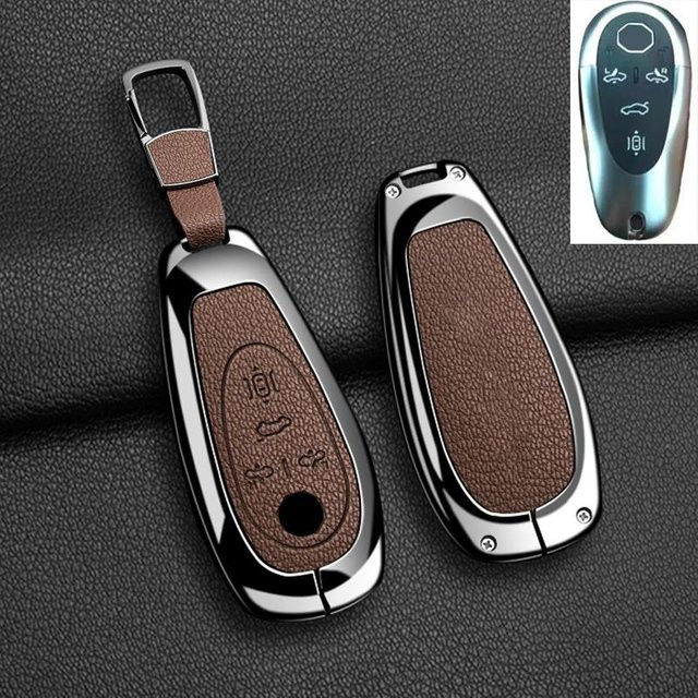 Schutzhülle für Morris Garages MG Cyberster Smart Key Fob aus Zinklegierung und echtem Leder in Braun von YTO automobile parts - Bild 1