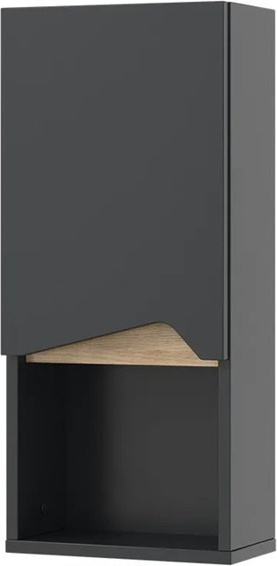 Vicco Badschrank Marelle Hängeschrank in Anthrazit und Eiche mit Tür und offenem Fach, B: 30 cm, H: 67 cm - Bild 2