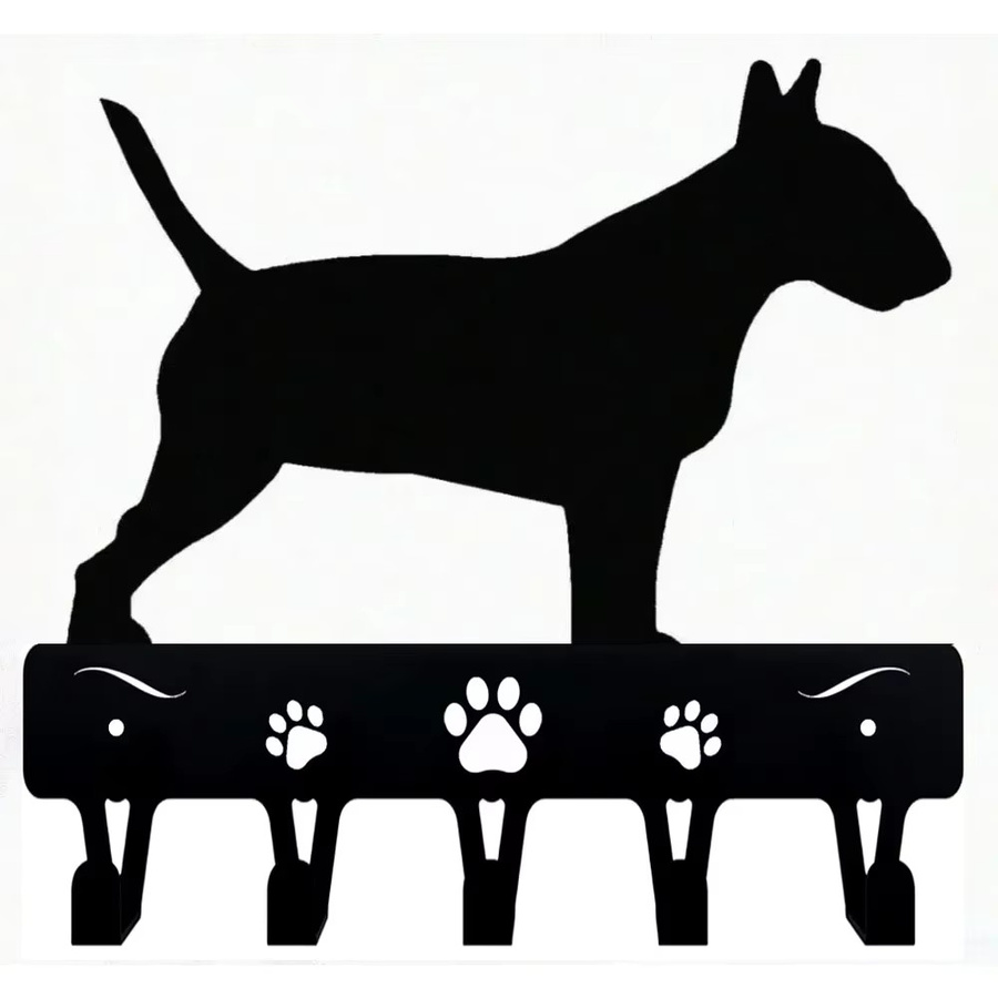 CIFBUY Bullterrier Metall-Wandkunst in Schwarz als Haustier-Handtuchhalter und Schlüsselhalter - Bild 5