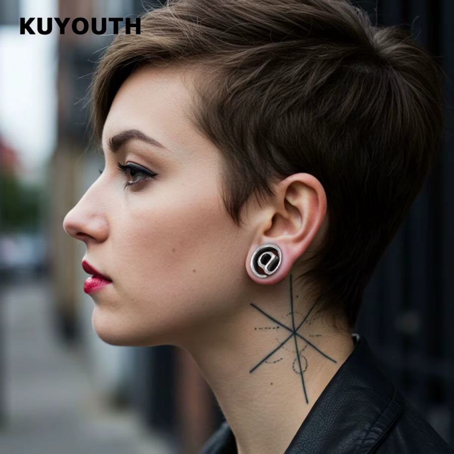 KUYOUTH Ohr Tunnel Plug, Kupfer, Silber, Unisex - Bild 3