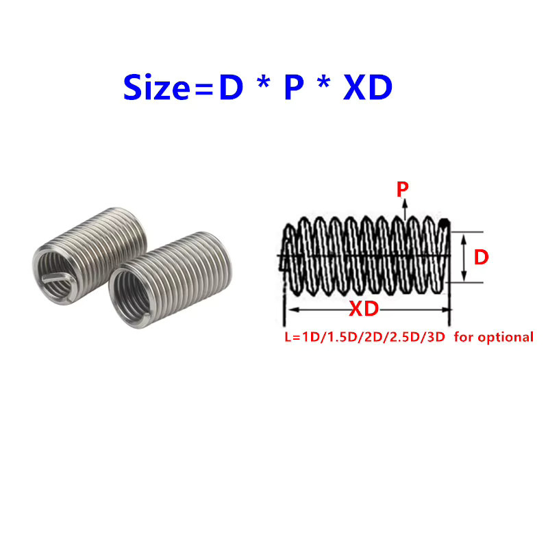 Angooter Gewindeeinsatz Set aus 304 Edelstahl in Silber für M3 bis M12 Helicoil Gewindereparatur - Bild 2