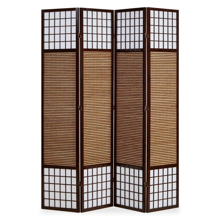 Homestyle4u 4-tlg. Paravent aus Bambus und Reispapier in Braun, H: 200 cm, B: 160 cm - Bild 2