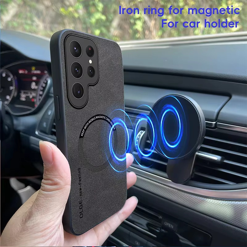 Magnetische Lederhülle für Samsung Galaxy S25 S24 S23 S22 S21 S20 Ultra FE 20 Plus in Schwarz oder Blau mit Wireless Charge und Anti-Drop Schutz - Bild 4