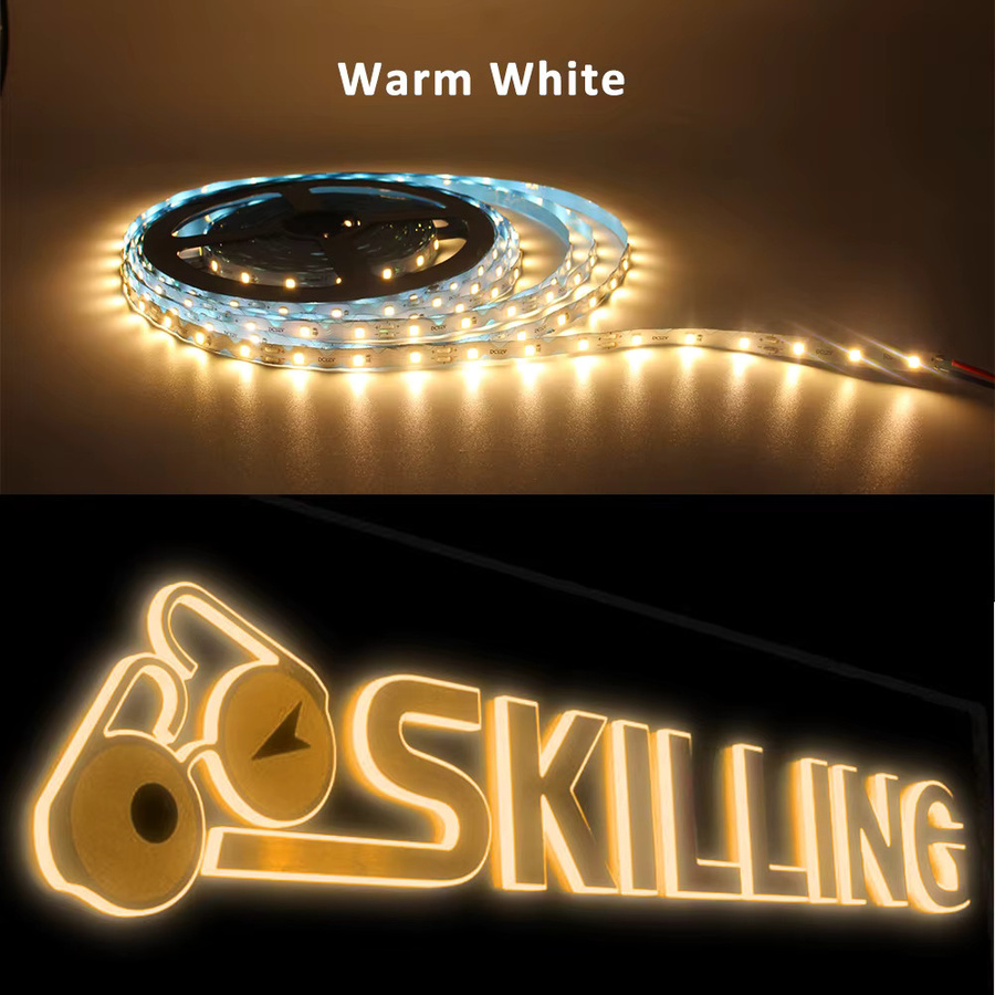 WeeTisa S-förmiges LED-Streifenlicht SMD2835 Flexband für Buchstabenschilder und Hintergrundbeleuchtung, DC12 V, 10 m, 60 LEDs/m, warm-kaltweiß - Bild 3