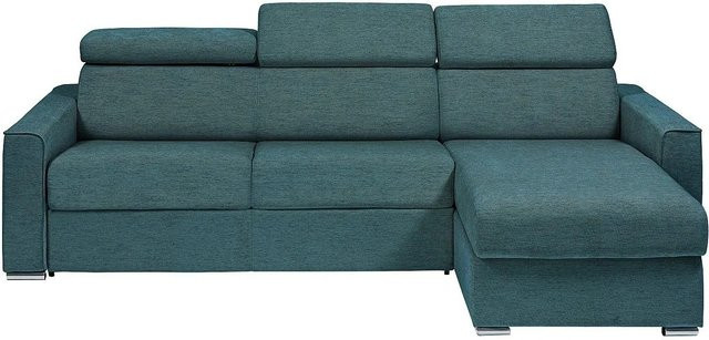 Vente-unique Schlafsofa Vizir in Blau und Beige, modernes L-Shape Ecksofa mit Stoffbezug und reversibler Liegefläche, Breite: 282 cm - Bild 1