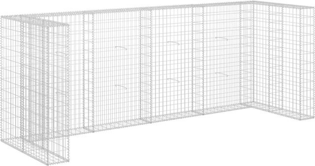 vidaXL Gabionenwand für Mülltonnen aus verzinktem Stahl in Silber/Grau, B/H/T: 320 x 120 x 100 cm - Bild 1