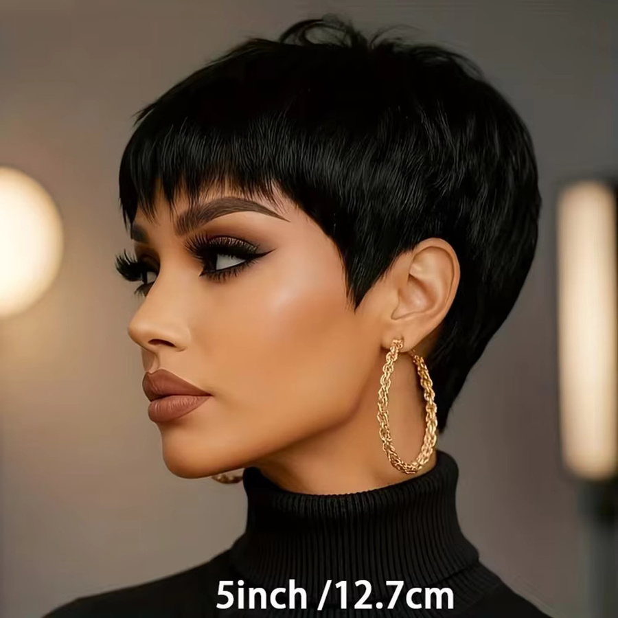 OYM HAIR Pixie-Schnitt-Perücke, 5 Zoll, 180 % Dichte, Echthaar, Damen - Bild 2