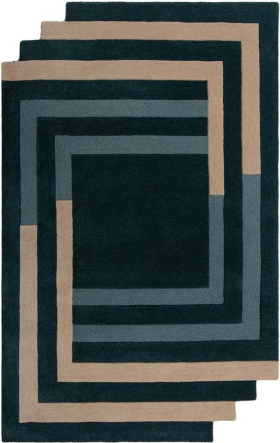 Flair Rugs Wollteppich Labyrinth Shaped in Blau-Beige mit geometrischem Design, B: 200 cm, T: 290 cm - Bild 1