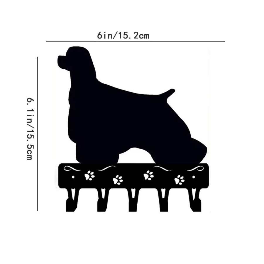 CIFBUY Metall-Wandkunst Schlüsselhalter Cocker Spaniel Dekorativer Eisenhaken-Set in Schwarz - Bild 2