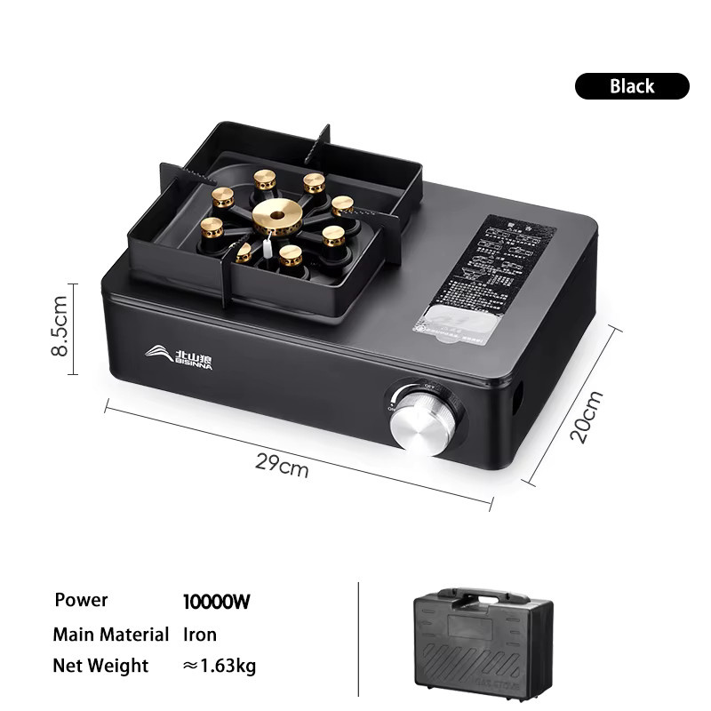 BISINNA 9-Kern-Camping-Gaskocher in Schwarz mit 10000 W Feuerkraft für Wandern, Picknick und Camping - Bild 6