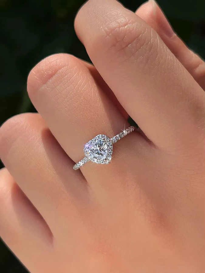 CWWZircons Ring, 925 Silber, Zirkonia, Herzform, Damen - Bild 4