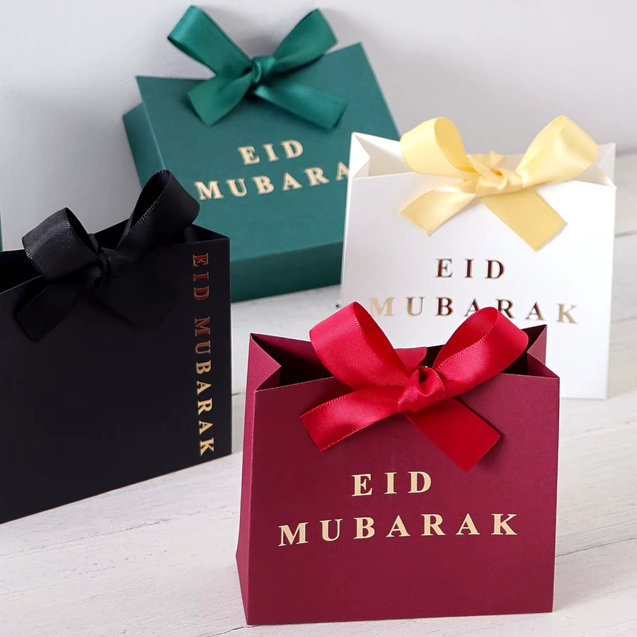 5-teilige Eid Geschenkbox aus Papier mit Schleifenbändern und exklusiver Verpackung in Weiß und Mehrfarbig für Süßigkeiten, Kekse oder Schmuck - Bild 3