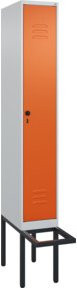 C+P Spind Classic PLUS Garderobenschrank mit Sitzbank, 1 Abteil, B/T/H: 212,0 x 30,0 x 81,5 cm, Sicherheits-Drehriegel, 4 Garderobenhaken und mittiger Trennwand, Buche-Hartholz und Stahl - Bild 1
