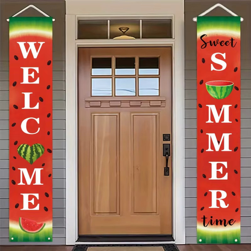 VIKAMA Sommer-Wassermelonen-Verandabanner als dekoratives Wandbanner für die Haustür, Mehrfarbig, B: 30,0 cm, H: 180,0 cm - Bild 3
