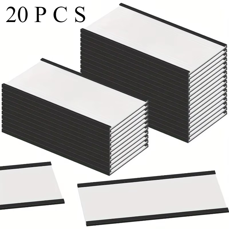 20er-Pack magnetische Etikettenständer in Schwarz aus Kunststoff mit starkem Magnetfuß und selbstklebender Halterung für Büro, Werkstatt oder Kühlschrank - Bild 2