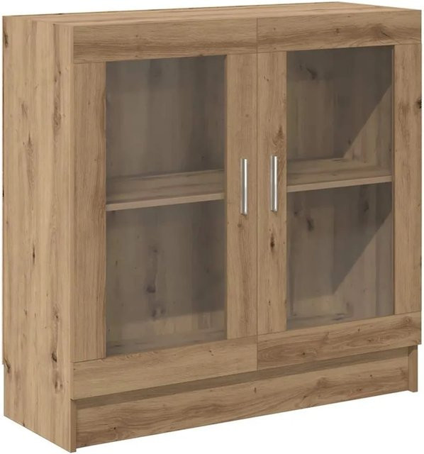 vidaXL Bücherschrank Artisan-Eiche mit Glastüren, Farbe Braun, B/T/H: 82,5 x 30,5 x 80 cm - Bild 1