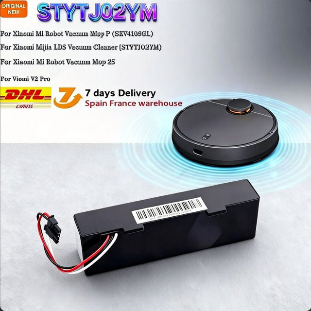 Xiaomi Li-Ionen-Akku 14,8V 12800mAh für Mi Robot Vacuum-Mop P Saug- und Wischroboter STYTJ02YM, Schwarz - Bild 1