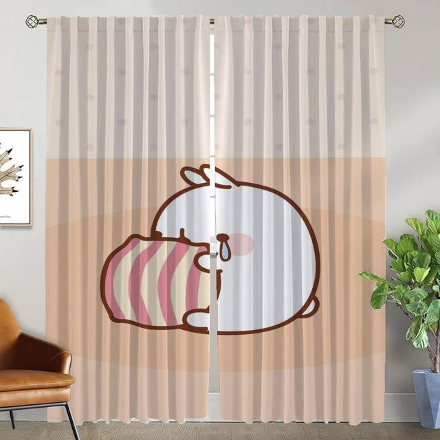 Molang Verdunkelungsvorhänge für Schlafzimmer und Küche, 2 Paneele, halbtransparent, Mehrfarbig, B: 50 cm, H: 70 cm - Bild 1