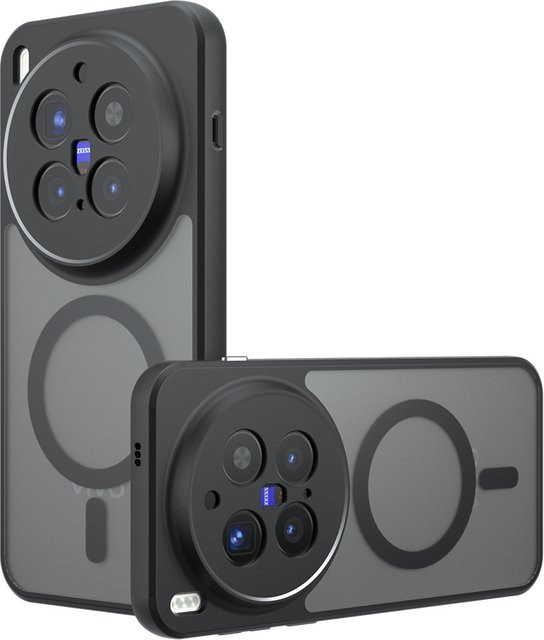 Magnetische MagSafe Schutzhülle für Vivo X300 Pro in Schwarz, stoßfeste matte PC+TPU Hülle für kabelloses Laden - Bild 1