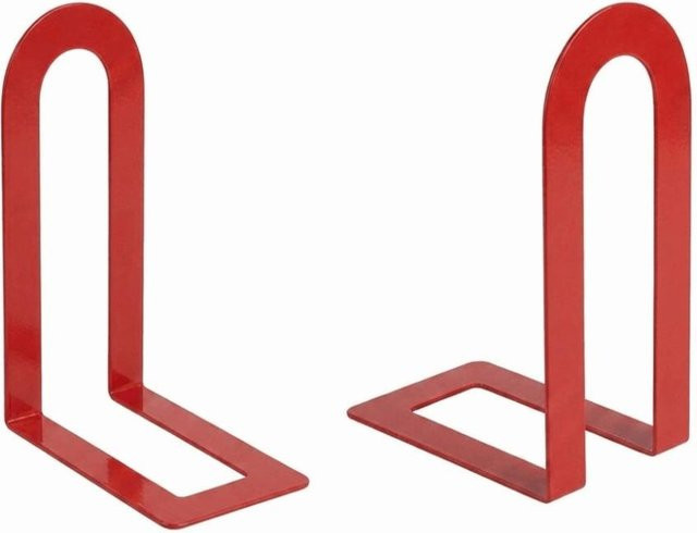 2er-Set L-förmige Buchstützen aus Metall in Rot von hushwlu, verdickte Buchständer für Erwachsene - Bild 1