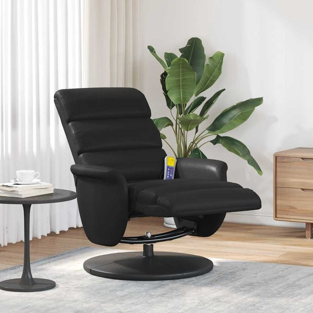vidaXL Massagesessel Schwarz mit integriertem Fußteil aus Kunstleder und Schaumstoff - Bild 2