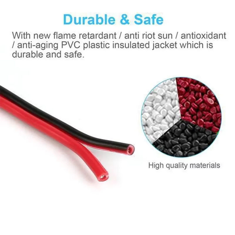 STONEGO 2-poliges LED-Streifen-Verlängerungskabel in Rot und Schwarz, 22 AWG, für 3528/5050 einfarbige LED-Streifen - Bild 3