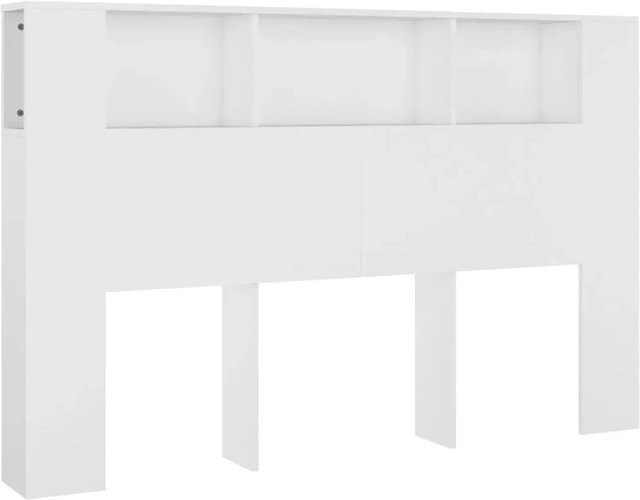 vidaXL Kopfteil mit integrierten Ablagen in Weiß, B/T/H: 160 x 18,5 x 104,5 cm - Bild 1