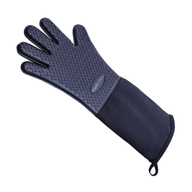 Hitzebeständige Silikon-Küchenhandschuhe von Household supplies MH in Schwarz, extra lang und rutschfest - Bild 3