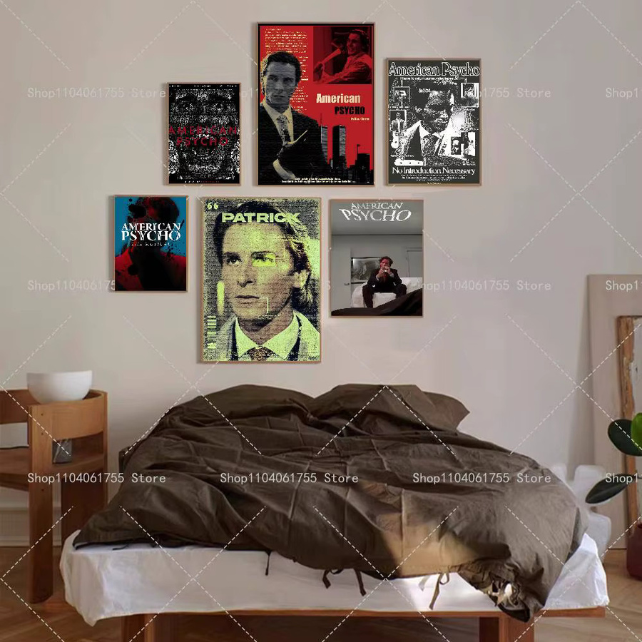 Retro Film Poster Psycho selbstklebender wasserfester Kunstdruck auf Papier, Wanddekoration Mehrfarbig - Bild 2