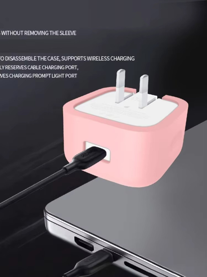 Apple USB-C Silikon Ladeadapter-Hülle Anti-Fall und rutschfest in Schwarz für 40 W Ladegeräte - Bild 6