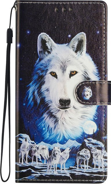 Best Phone Cases Handyhülle aus PU-Leder mit mystischem weißem Wolfsmuster für iPhone, Samsung, Xiaomi, Motorola und weitere, Schwarz/Weiß/Mehrfarbig - Bild 1