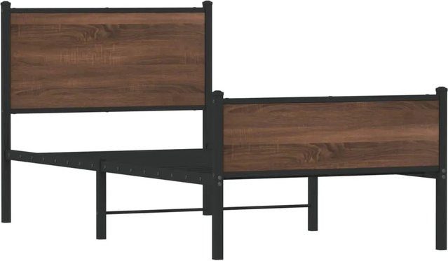 vidaXL Metallbett in Eiche Braun ohne Matratze B/L: 80 x 200 cm - Bild 1