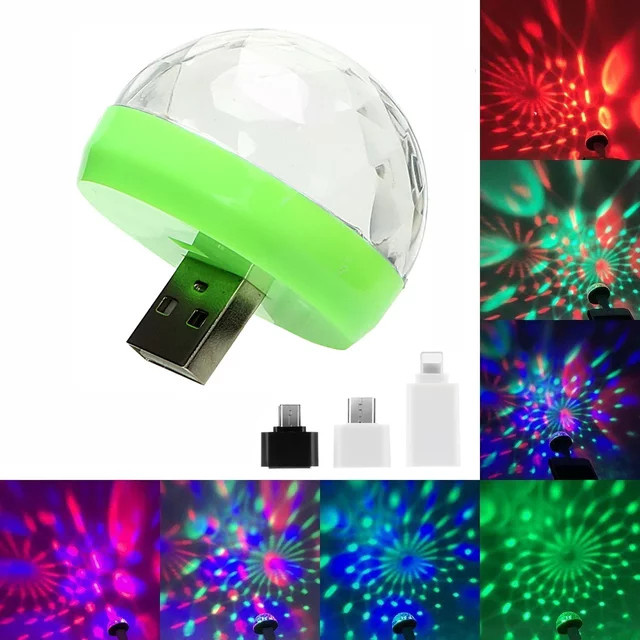 Mini USB RGB LED Disco Ball Lampe mit Musik-Sound-Control für Auto und Party in Multicolour - Bild 1