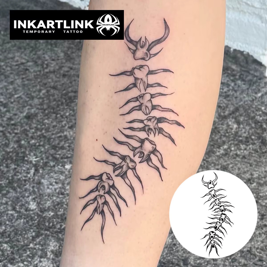 INKARTLINK Zahn-Tentipede-Kombinations-Tattoo-Aufkleber, wasserdicht - Bild 2