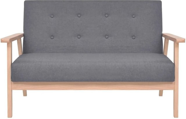 vidaXL 2-Sitzer Sofa Modell 3 in Dunkelgrau, skandinavisches Design mit Stoffbezug und Holzgestell, B/T/H: 113,5 x 67,0 x 73,5 cm - Bild 1