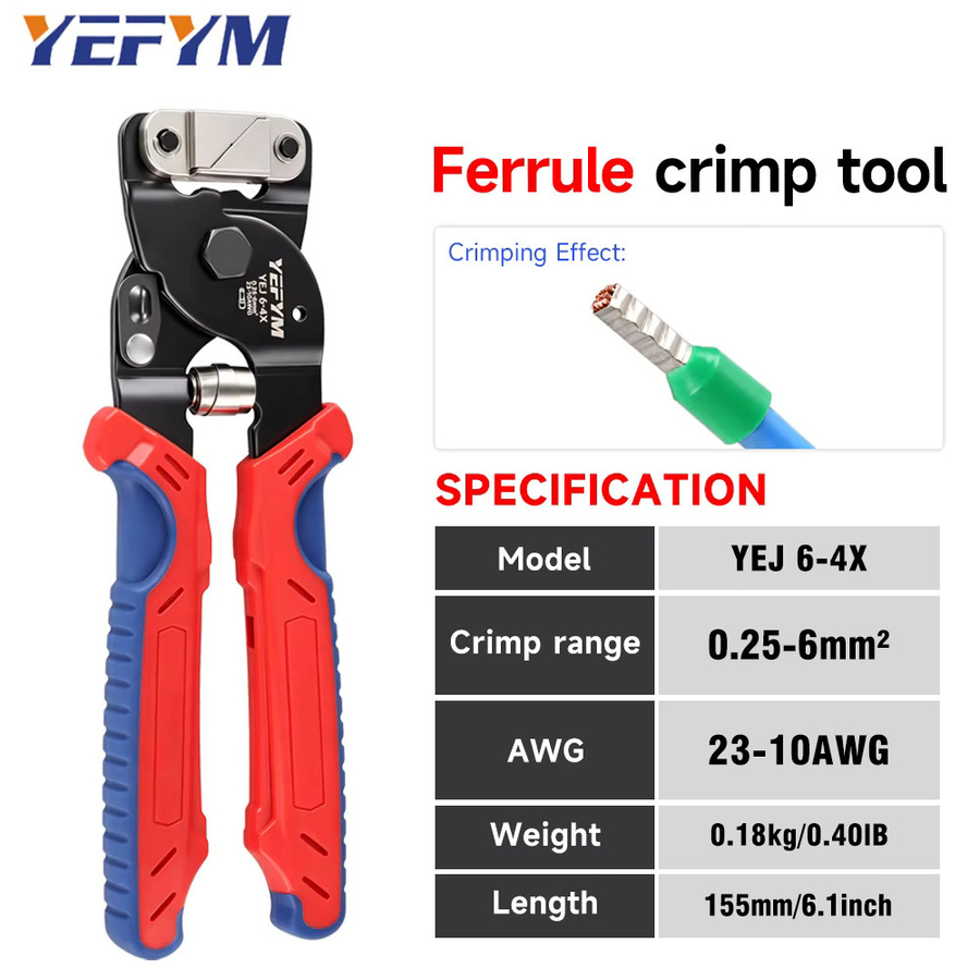 YEFYM Mini-Kabelschuh-Crimpzange YEJ 6-4X für elektrische Kabelschuhe 0,25-6 mm² (23-10 AWG) - Bild 3