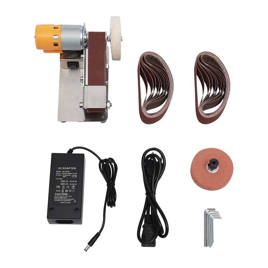 CNCEST Elektrischer kleiner Bandschleifer 150 W in Silber, 7-fach verstellbare Poliermaschine mit 4500–9000 U/min zum Schleifen von Edelstahl, Eisen und Holz - Bild 2