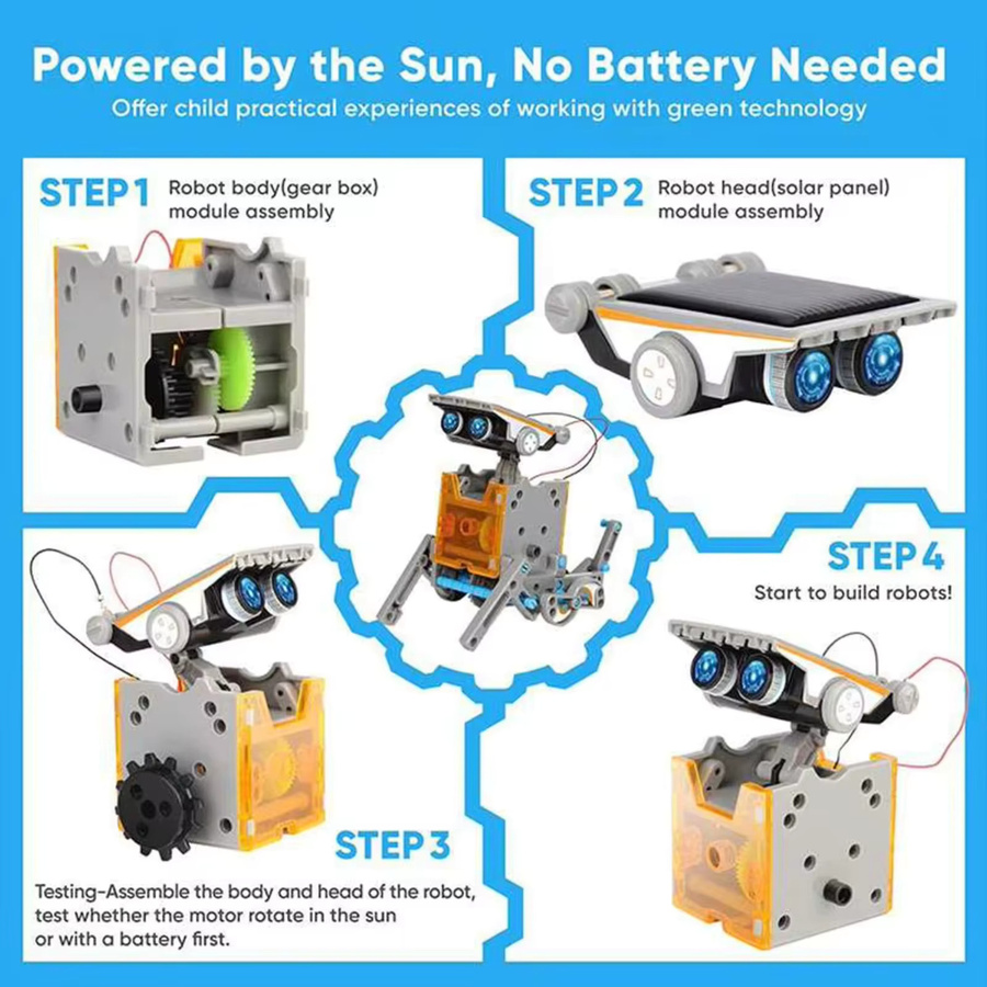 stemedu 13-in-1 solarbetriebenes Roboter-Wissenschaftsset, DIY-Bausteine - Bild 2