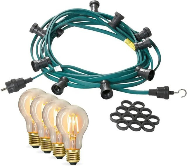 Satisfire Illu Partylichterkette mit 40 LED Filament Glühbirnen in Warmweiß, 20m Länge, IP44 wetterfest für Außenbereich, Biergarten und Terrasse - Bild 1